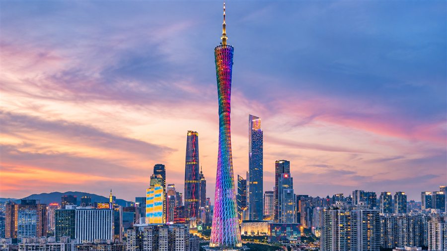 Guangzhou skyline before a journey to Tibet