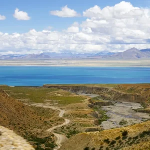 Pilgrimage scene near Mount Kailash and Manasarovar