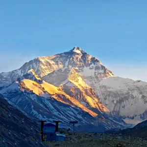 Golden sunset light on Mount Everest