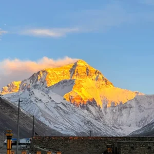 Sunset light on Mount Everest from the Tibet side