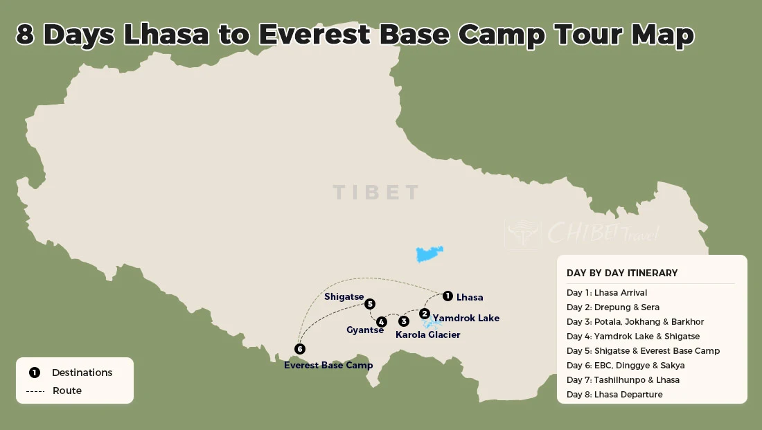 Lhasa Everest Base Camp route map