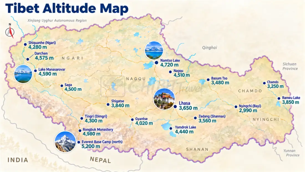 Tibet Altitude Map