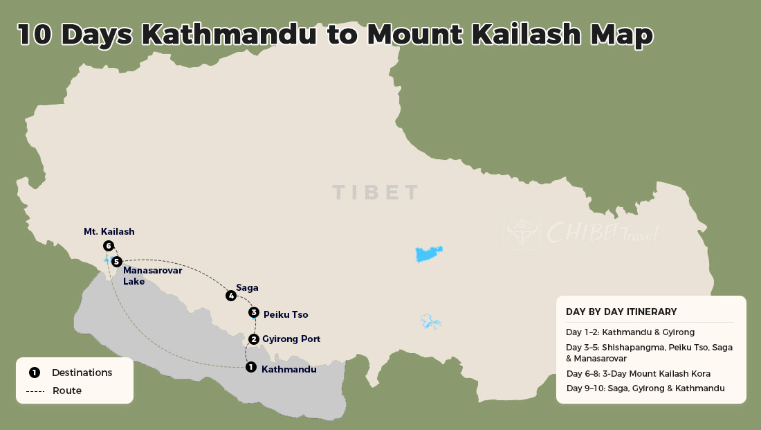 Kathmandu Manasarovar Kailash route map
