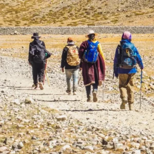 Pilgrims trekking the Mount Kailash kora